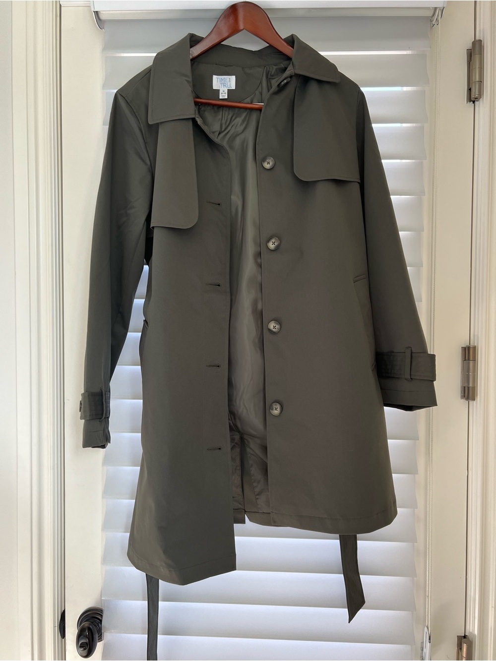 Time and Tru Olive Green Trench Coat